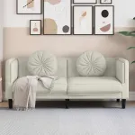 Canapea cu perne, 2 locuri, crem, catifea GartenMobel Dekor