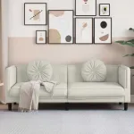 Canapea cu perne, 3 locuri, crem, catifea GartenMobel Dekor