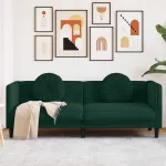 Canapea cu perne, 3 locuri, verde închis, catifea GartenMobel Dekor