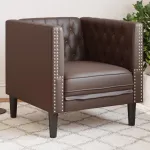 Fotoliu Chesterfield, maro, piele ecologică GartenMobel Dekor