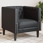 Fotoliu Chesterfield, negru, piele ecologică GartenMobel Dekor