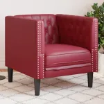 Fotoliu Chesterfield, roșu vin, piele artificială GartenMobel Dekor