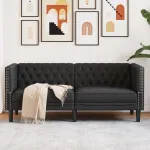 Fotoliu Chesterfield cu 2 locuri, negru, piele ecologică GartenMobel Dekor