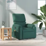 Fotoliu de masaj rabatabil, verde închis, material textil GartenMobel Dekor