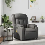 Fotoliu de masaj rabatabil, gri, piele ecologică GartenMobel Dekor