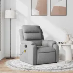 Fotoliu de masaj rabatabil, gri deschis, textil GartenMobel Dekor