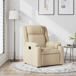 Fotoliu rabatabil, crem, material textil GartenMobel Dekor