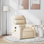 Fotoliu rabatabil de masaj, crem, material textil GartenMobel Dekor