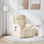 Fotoliu rabatabil de masaj, crem, material textil GartenMobel Dekor