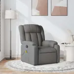 Fotoliu de masaj rabatabil, gri închis, material textil GartenMobel Dekor