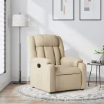 Fotoliu rabatabil, crem, material textil GartenMobel Dekor