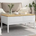Măsuță cafea "FLORO", alb, 99x55,5x45 cm lemn masiv pin GartenMobel Dekor