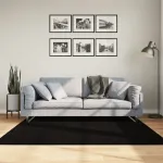 Covor HUARTE, fir scurt, moale și lavabil, negru, 160x160 cm GartenMobel Dekor