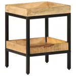 Masă laterală cu raft Maro 35 x 35 x 45 cm Lemn de mango solid GartenMobel Dekor