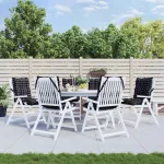 Perne scaun cu spătar mic, 6 buc., negru carouri, textil oxford GartenMobel Dekor
