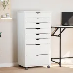 Dulap rulant cu sertare MOSS, alb, lemn masiv de pin GartenMobel Dekor