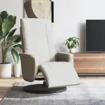 Fotoliu rabatabil cu suport de picioare, crem, piele ecologică GartenMobel Dekor