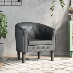 Fotoliu tip cuvă, gri, piele ecologică GartenMobel Dekor