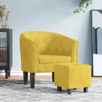 Fotoliu tip cuvă cu taburet, galben, catifea GartenMobel Dekor