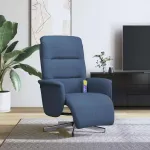 Fotoliu de masaj rabatabil cu suport picioare, albastru, textil GartenMobel Dekor