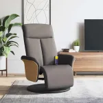 Fotoliu masaj rabatabil cu suport picioare, gri taupe, textil GartenMobel Dekor