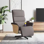 Fotoliu masaj rabatabil cu suport picioare, gri taupe, textil GartenMobel Dekor