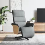 Fotoliu rabatabil cu suport de picioare, gri deschis, textil GartenMobel Dekor