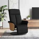 Fotoliu rabatabil cu suport de picioare, negru, textil GartenMobel Dekor