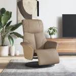Fotoliu rabatabil cu suport picioare cappuccino piele ecologică GartenMobel Dekor