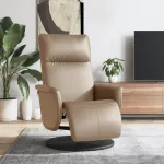 Fotoliu rabatabil cu suport picioare cappuccino piele ecologică GartenMobel Dekor