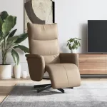 Fotoliu rabatabil cu suport picioare cappuccino piele ecologică GartenMobel Dekor