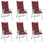 Perne scaun cu spătar înalt, 6 buc. roșu vin 120x50x7 cm textil GartenMobel Dekor