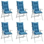 Perne scaun spătar înalt 6buc melanj albastru 120x50x7cm textil GartenMobel Dekor