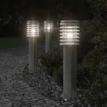 Lămpi exterioare de podea 3 buc. argintiu 60 cm oțel inoxidabil GartenMobel Dekor