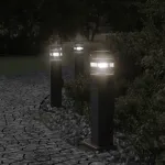 Lămpi exterioare de podea cu priză, 3 buc. negru 50 cm aluminiu GartenMobel Dekor