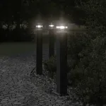 Lămpi exterioare de podea cu priză, 3 buc. negru 80 cm aluminiu GartenMobel Dekor