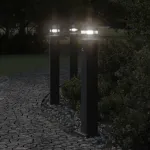 Lămpi podea exterior cu senzor, 3 buc., negru, 80 cm, aluminiu GartenMobel Dekor