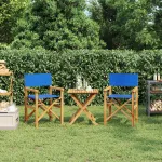 Scaune de regizor pliante, 2 buc., albastru, lemn masiv de tec GartenMobel Dekor