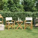 Scaune de regizor pliante, 2 buc., crem, lemn masiv de tec GartenMobel Dekor