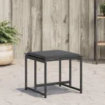 Taburete de grădină cu perne, 4 buc., negru, oțel și textilenă GartenMobel Dekor