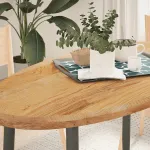 Blat de masă maro deschis 120x60x4 cm lemn masiv de stejar oval GartenMobel Dekor