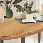 Blat de masă maro deschis 140x60x4 cm lemn masiv de stejar oval GartenMobel Dekor
