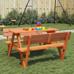 Masă picnic pentru 4 copii, orificiu umbrelă, lemn masiv brad GartenMobel Dekor