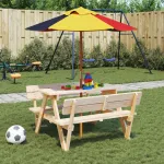 Umbrelă de grădină pentru copii cu stâlp din lemn, Ø120x140 cm GartenMobel Dekor