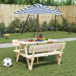 Umbrelă de grădină pentru copii cu stâlp din lemn, Ø120x140 cm GartenMobel Dekor