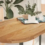 Blat de masă maro deschis 140x60x4 cm lemn masiv de stejar oval GartenMobel Dekor