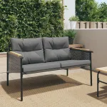 Bancă de grădină cu perne, negru, 116 cm, oțel GartenMobel Dekor