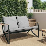 Bancă de grădină cu perne, negru, 120 cm, oțel GartenMobel Dekor