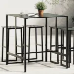 Masă de bar, negru, 100x100x110 cm, oțel vopsit electrostatic GartenMobel Dekor