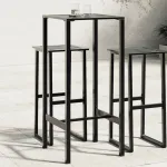 Masă de bar, negru, 50x50x110 cm, oțel vopsit electrostatic GartenMobel Dekor
